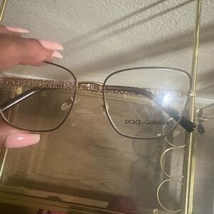 Dolce & Gabbana Gold Metal Rim Glasses with Brown Tint